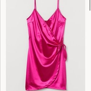 H&M Pink Satin Wrap Mini